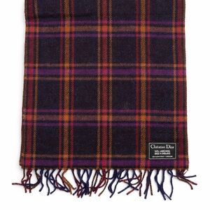 Christian Dior lambswool plaid scarf